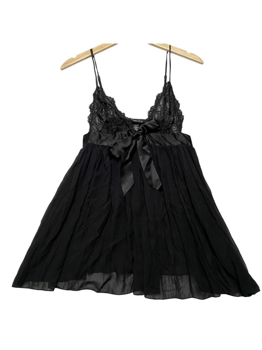Victoria's Secret Black Lace & Satin Empire Babydoll Chemise
